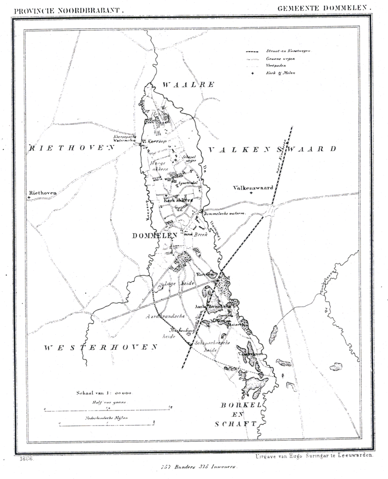 Plattegrond Dommelen uit 1866