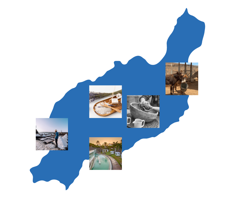 Map of Lanzarote with various activities for people with visual impairments