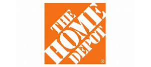 The home depot logo is orange and white on a white background