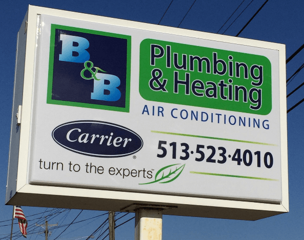 B&B Plumbing & Heating business sign in Oxford