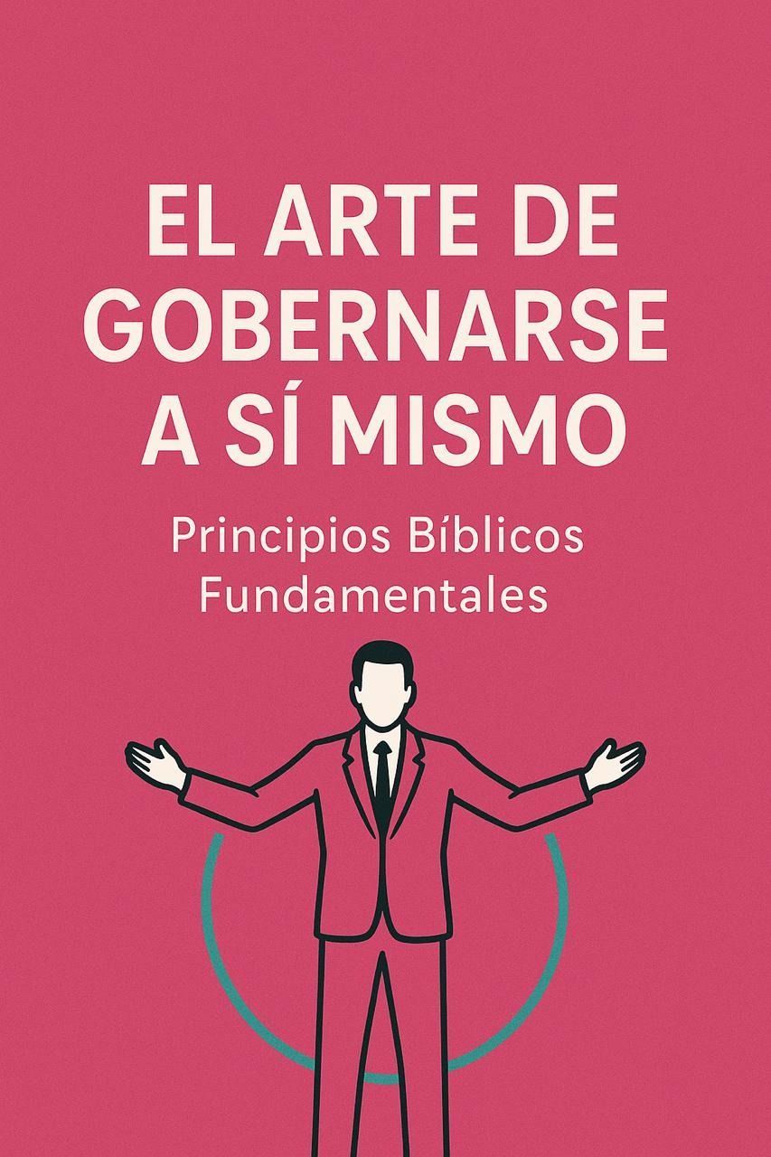 Portada del libro: Hombre con los brazos extendidos. Título: "El Arte del Autogobierno" en español. Fondo rosa, texto blanco.