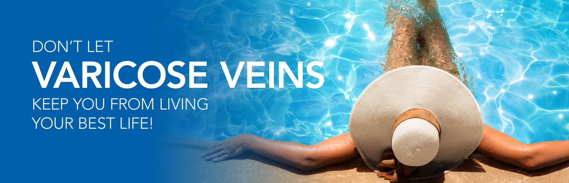 A woman is jumping in the air in a field with a quote about varicose veins.