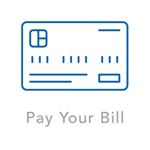 An icon of a credit card with the words `` pay your bill '' below it.