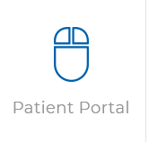 A patient portal logo with a mouse icon on a white background.