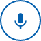 a blue microphone icon in a blue circle on a white background .