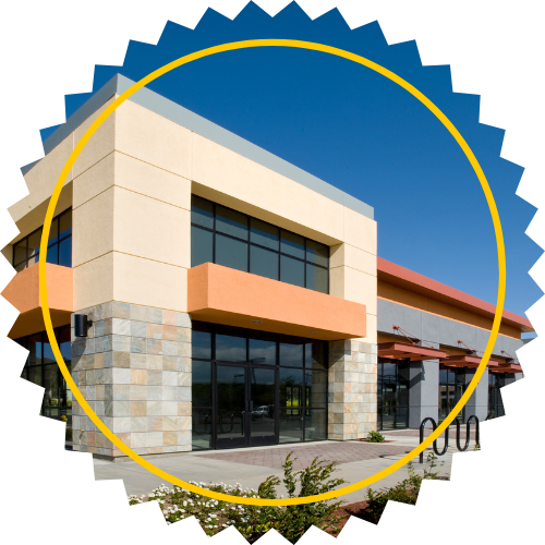 A building with a yellow circle around it