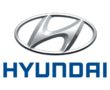 a close up of a hyundai logo on a white background .