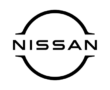 a black and white nissan logo on a white background .
