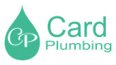 Teal logo for Card Plumbing featuring a water drop icon with the letters CP inside next to the text Card Plumbing.
