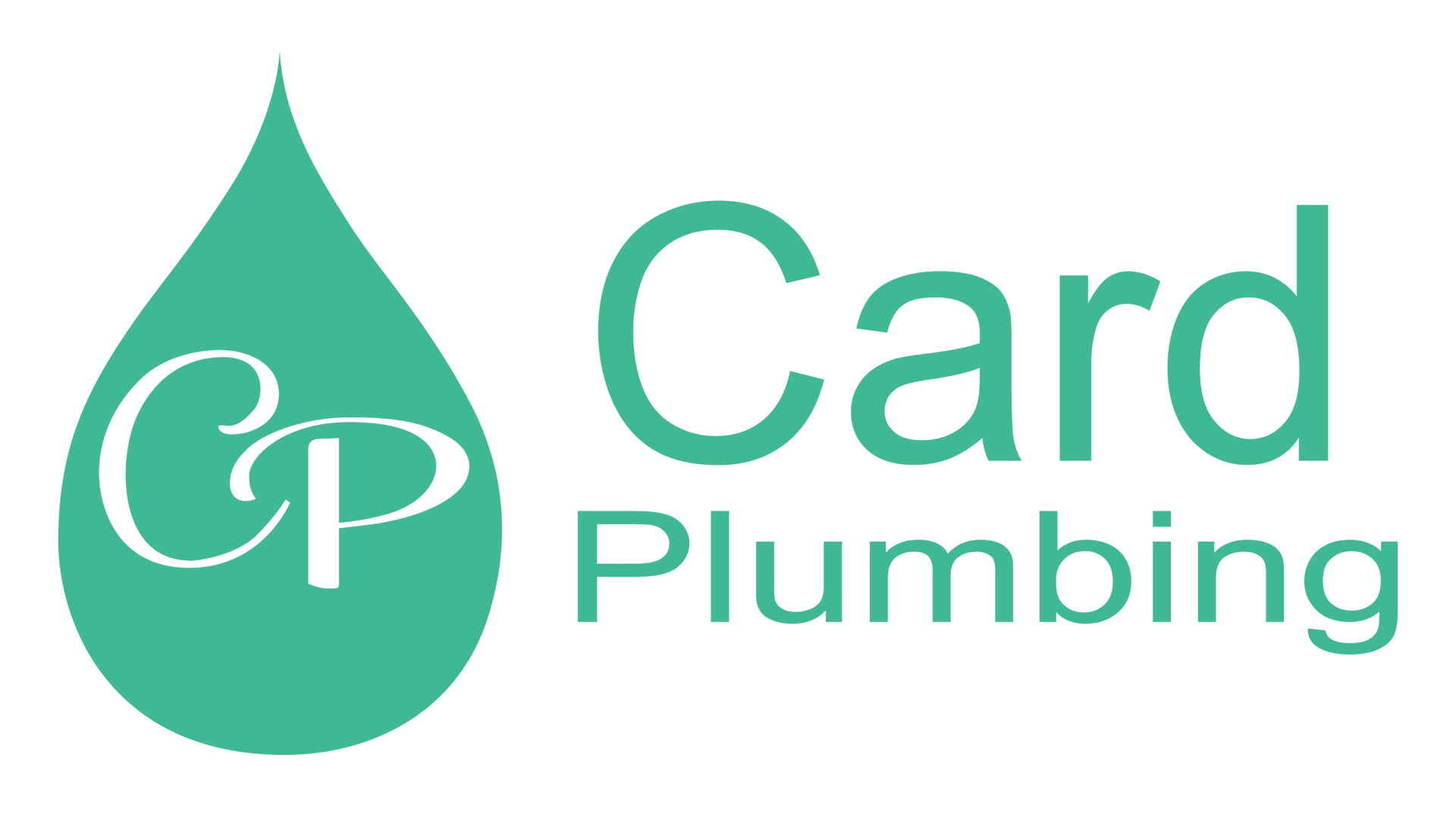 Teal logo for Card Plumbing featuring a water drop icon with the letters CP inside next to the text Card Plumbing.