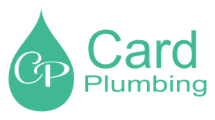 Teal logo for Card Plumbing featuring a water drop icon with the letters CP inside next to the text Card Plumbing.