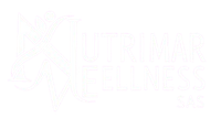 Logotipo blanco: texto “Nutrimar Fitness” y forma de estrella.