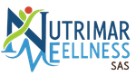 Logotipo de Nutrimar Wellness SAS, con figuras abstractas y letras en azul, verde y naranja.