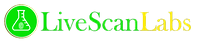 A green and yellow logo for live scan labs