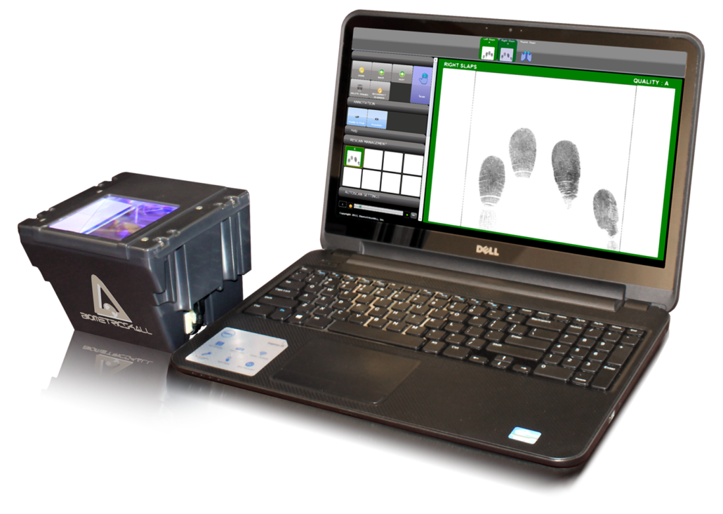 A laptop with a fingerprint scanner on it