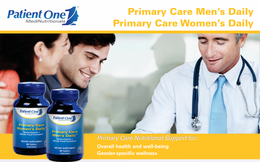 An advertisement for patient one primary care men 's daily primary care women 's daily