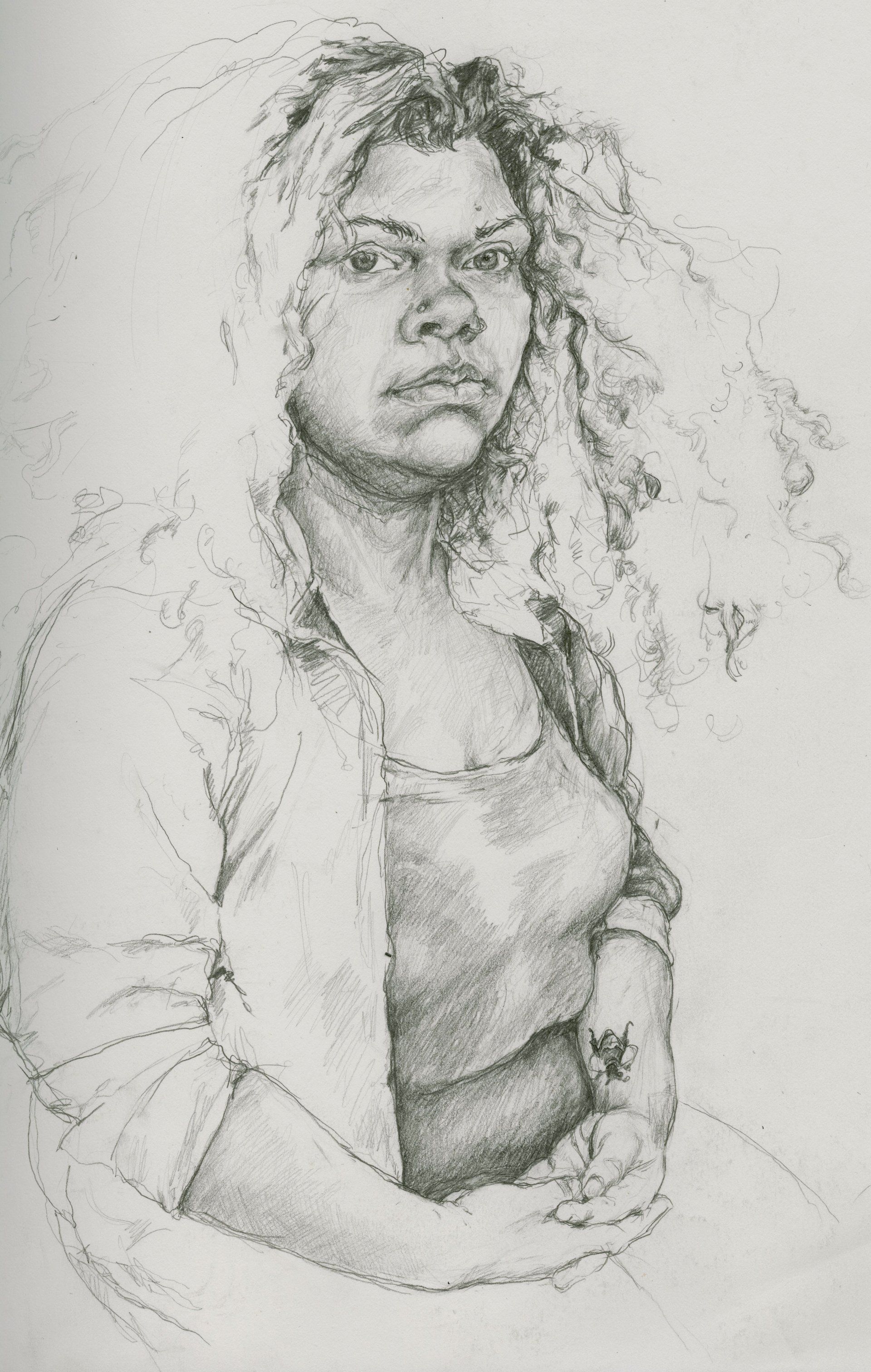 Anthony Young, Bianca, 2015, Pencil on paper, 8.25 x 11.75 inches