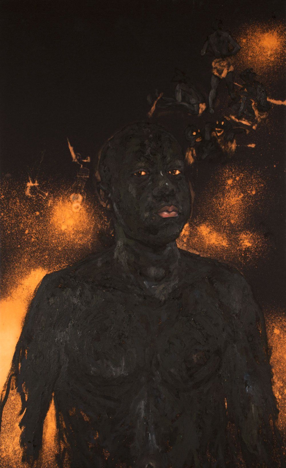 Anthony Young, Fernando, 2017, Bleach and oil on canvas, 48 x 30 inches