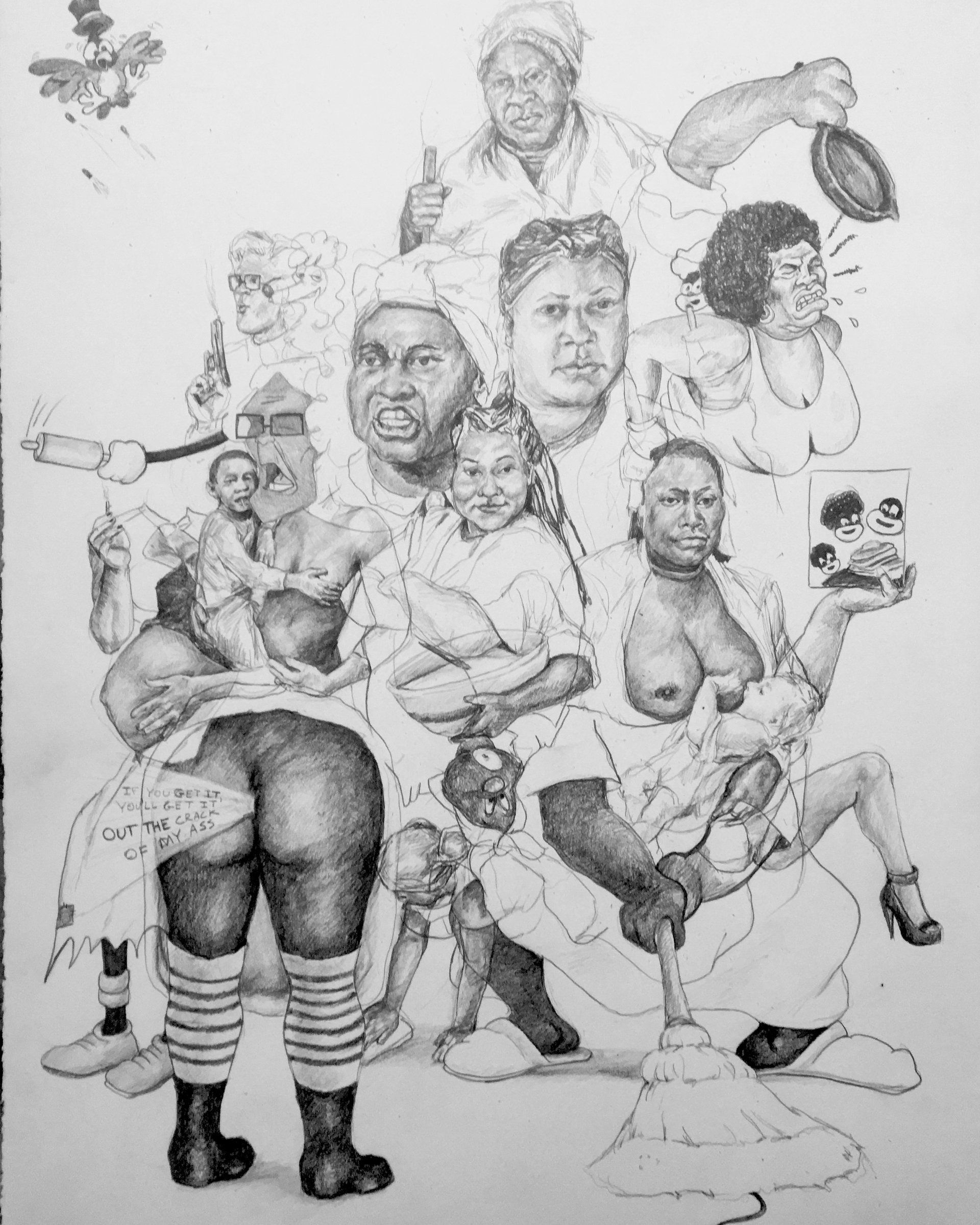 Anthony Young, I Ain't Yo Mammie, 2016, Pencil on paper, 22 x 30 inches