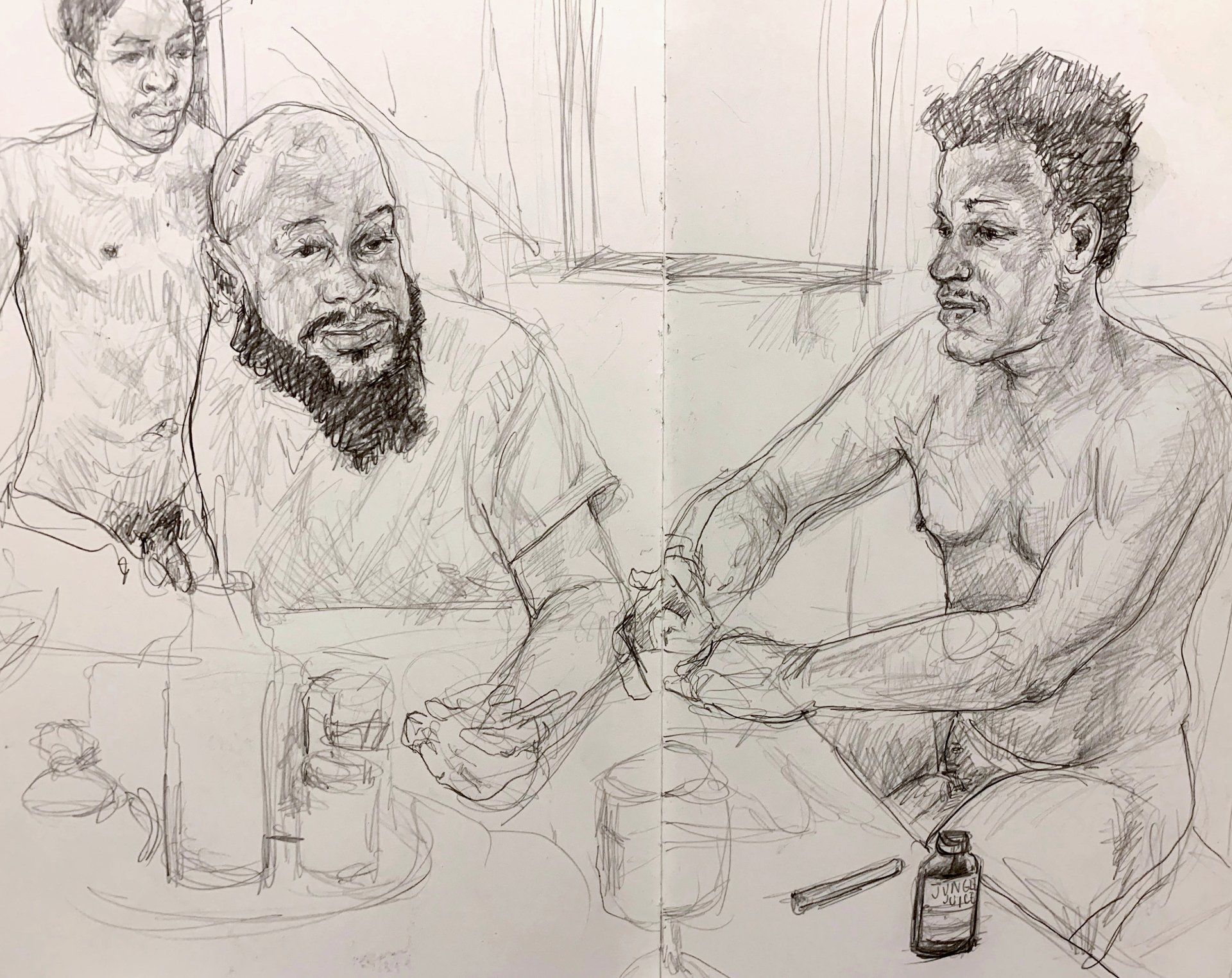 Anthony Young, Kitchen Table, 2018, Pencil on paper, 16.5 x 11.75 inches