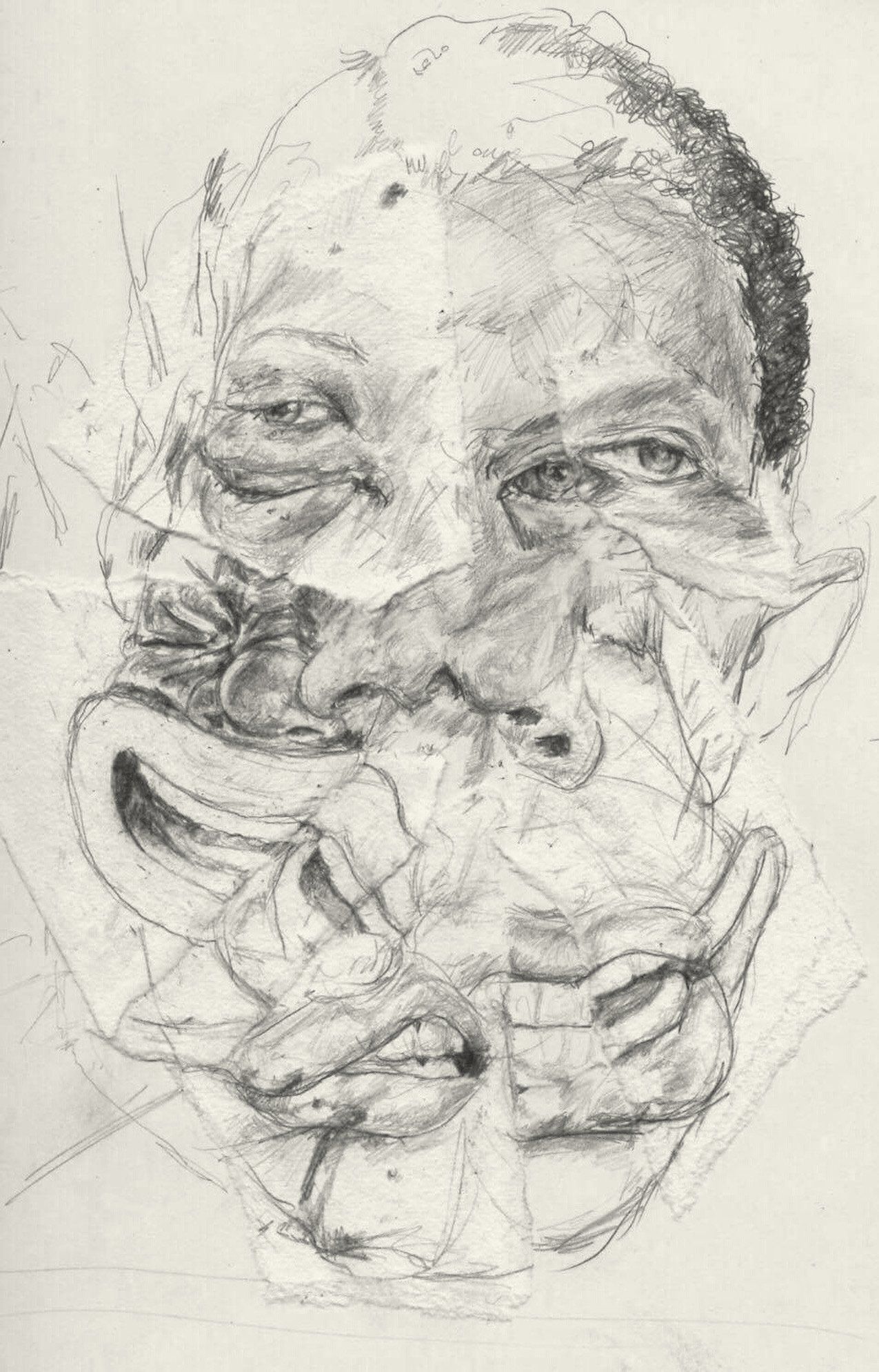 Anthony Young, Ruffian, 2017, Collaged drawing, 8.25 x 11.75 inches