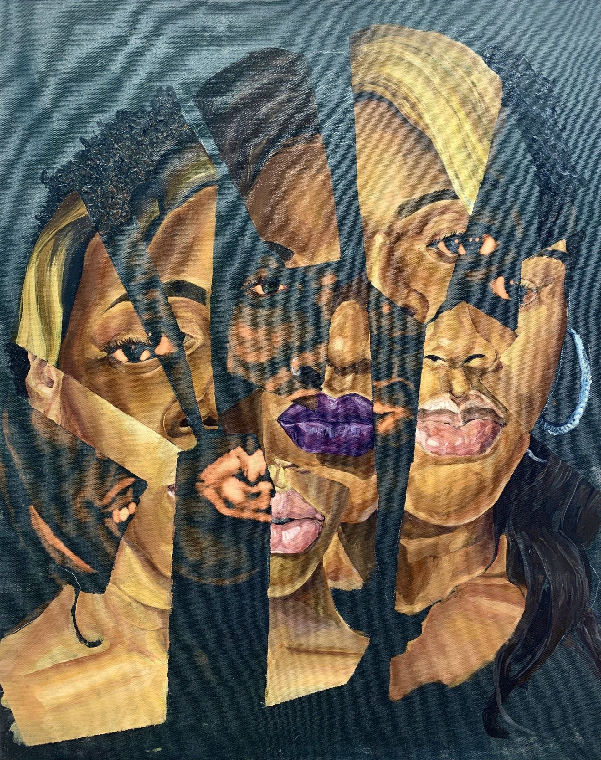 Anthony Peyton Young, Say Their Names, 2021, Bleach, Chalk and oil on canvas, 24 x 30 inches