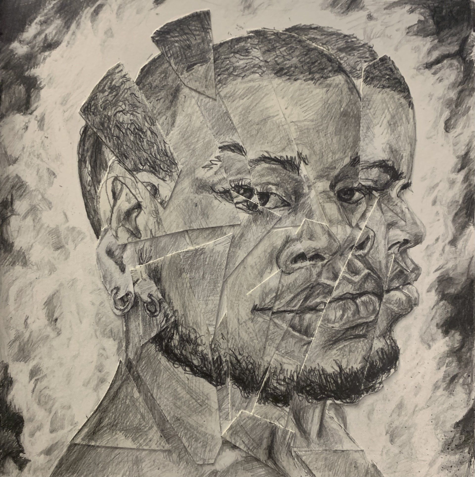 Anthony Young, Self Portrait, 2021, Pencil on paper, 7x7 inches