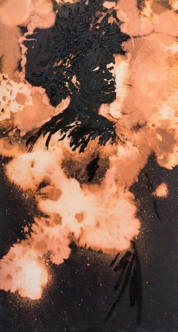 Anthony Young, Apparition II, 2015, Bleach and oil on canvas, 48 x 28 inches