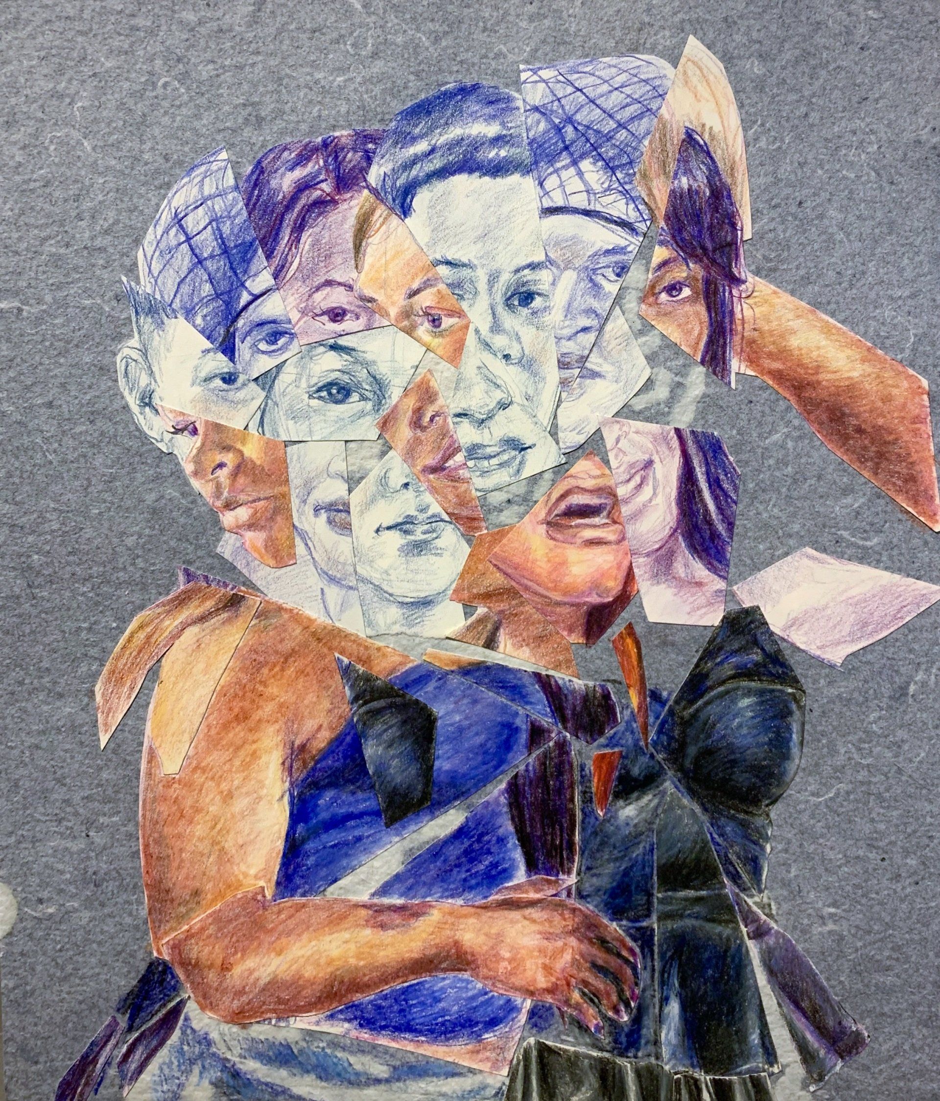 Anthony Peyton Young, Say their Names V (Puerto Rico) 2020
, Color pencil, bleach, and collage on Denim paper, 8.5 x 11 inches