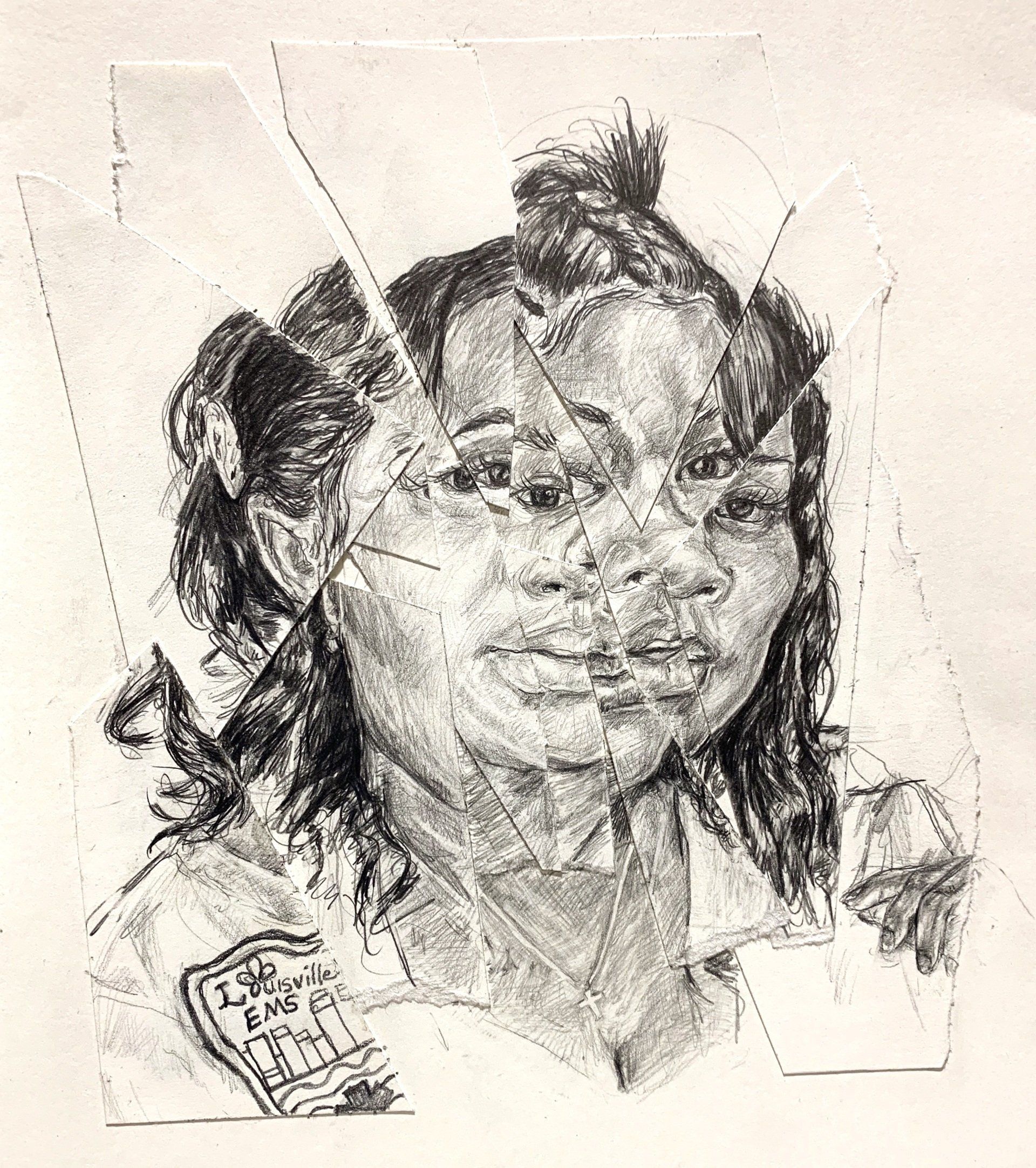 Anthony Peyton Young, Say Her Name: Breonna Taylor, March 13, 2020, 2020, collaged drawing, 10 x 8 inches
