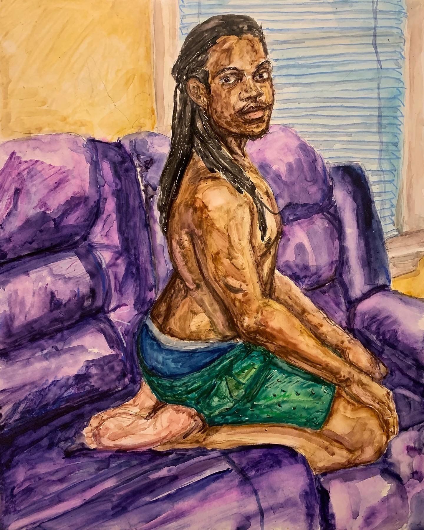 Anthony Young, Malik, 2020, Watercolor on panel, 8x10 inches
