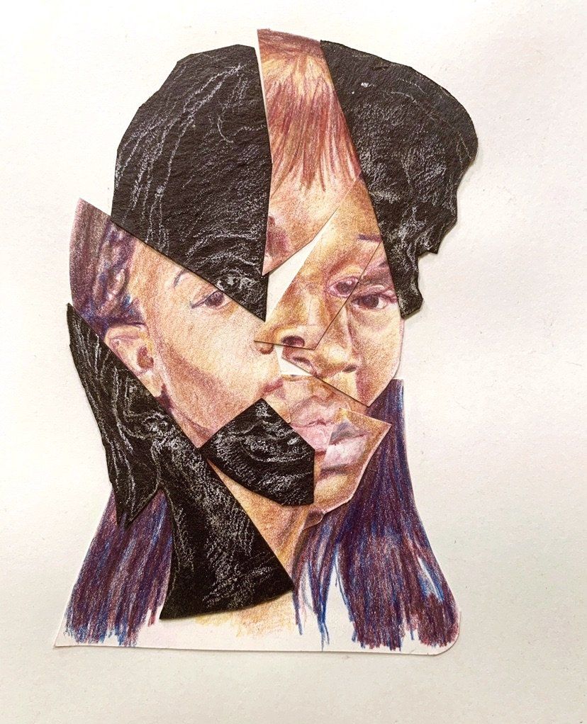 Anthony Peyton Young, Say Their Names III, 2020
, Collage with color pencil, asphalt paper, and chalk, 8.25x 11.5 Inches