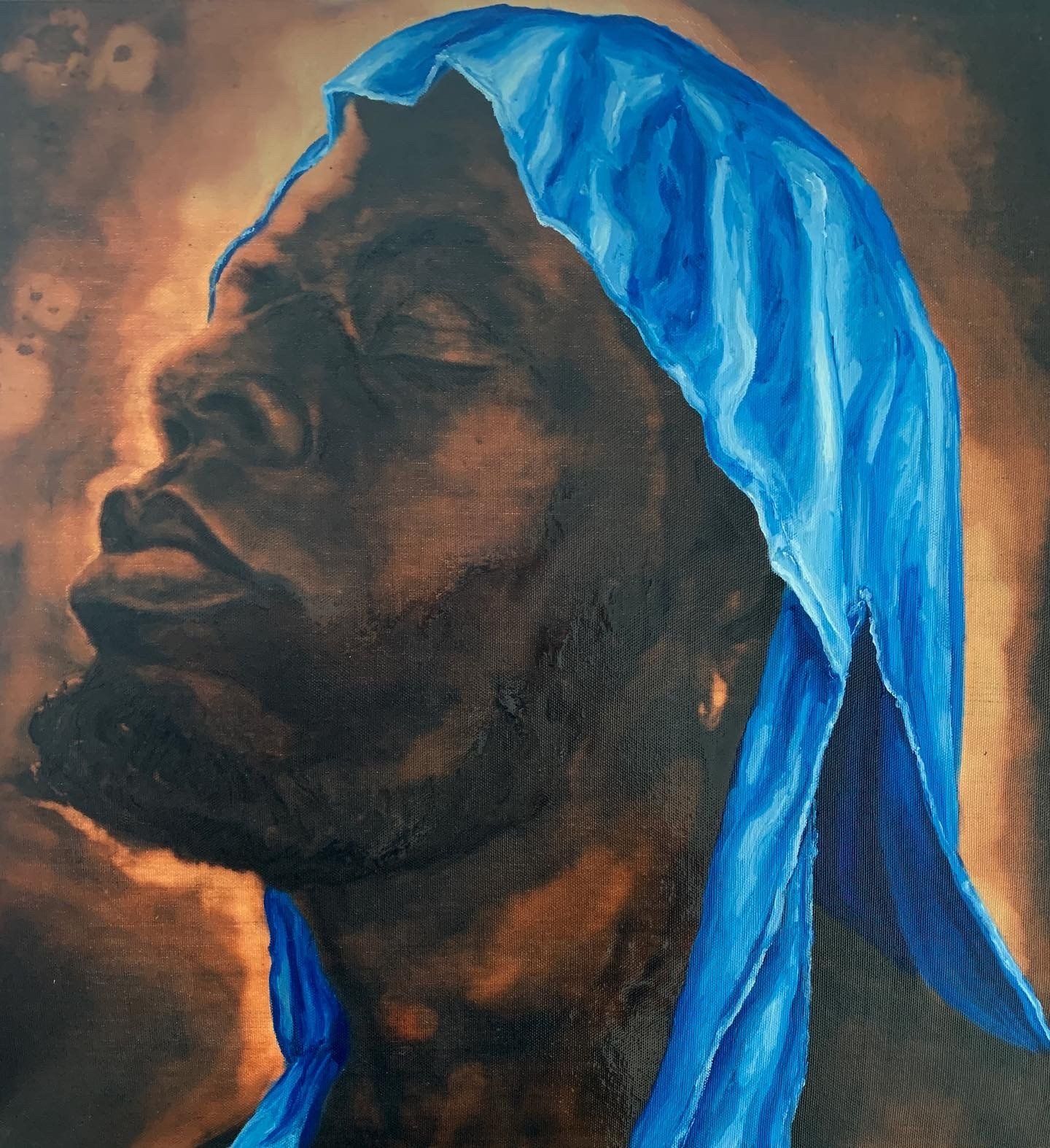 Anthony Young, The Alchemist, 2021, Bleach and oil on canvas, 20 x 20 inches