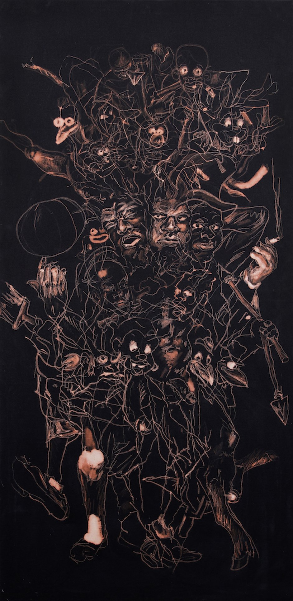 Anthony Young, White Washed Odyssey, 2015, Bleach on canvas, 26 x 55 inches