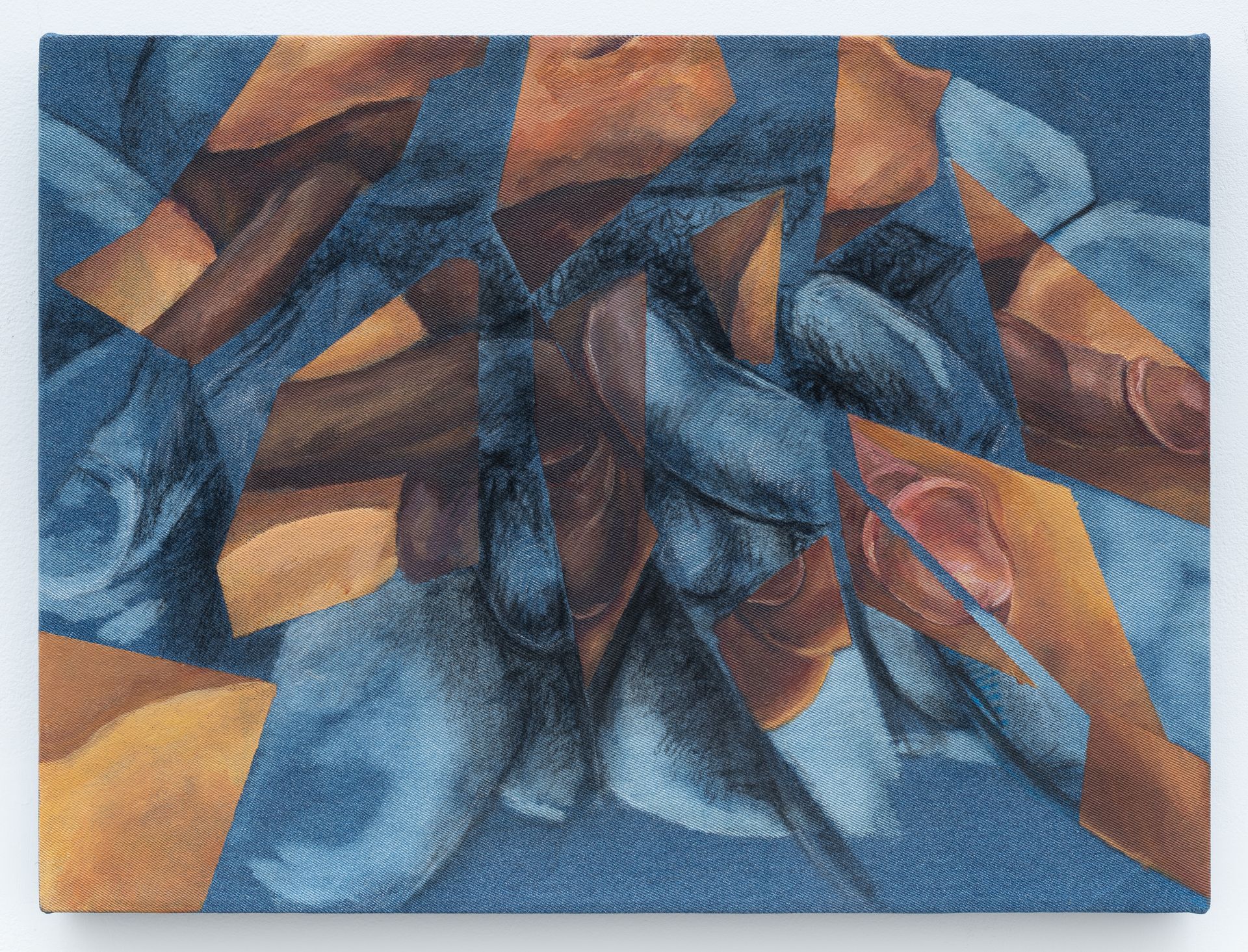 Anthony Peyton Young, Genesis, Bleach, 2021, Charcoal, chalk, and acrylic on denim, 18x24 inches