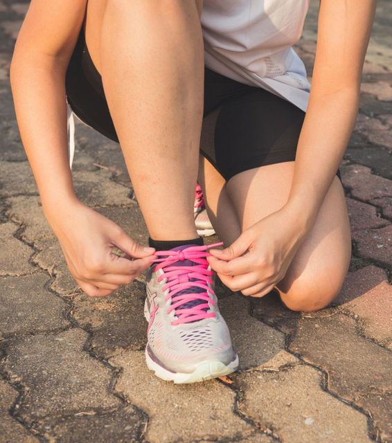 Women in running shoes