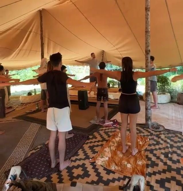 posture therapy class at a festival in California
