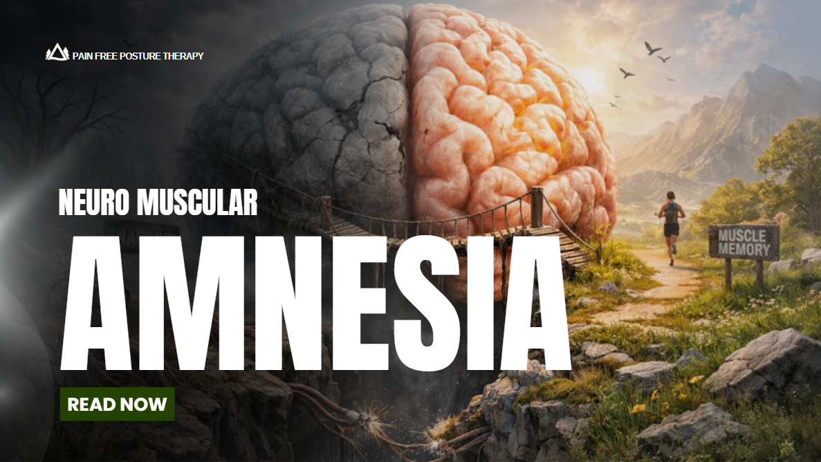 Illustration of neuromuscular amnesia showing one side losing muscle memory and the other regaining 