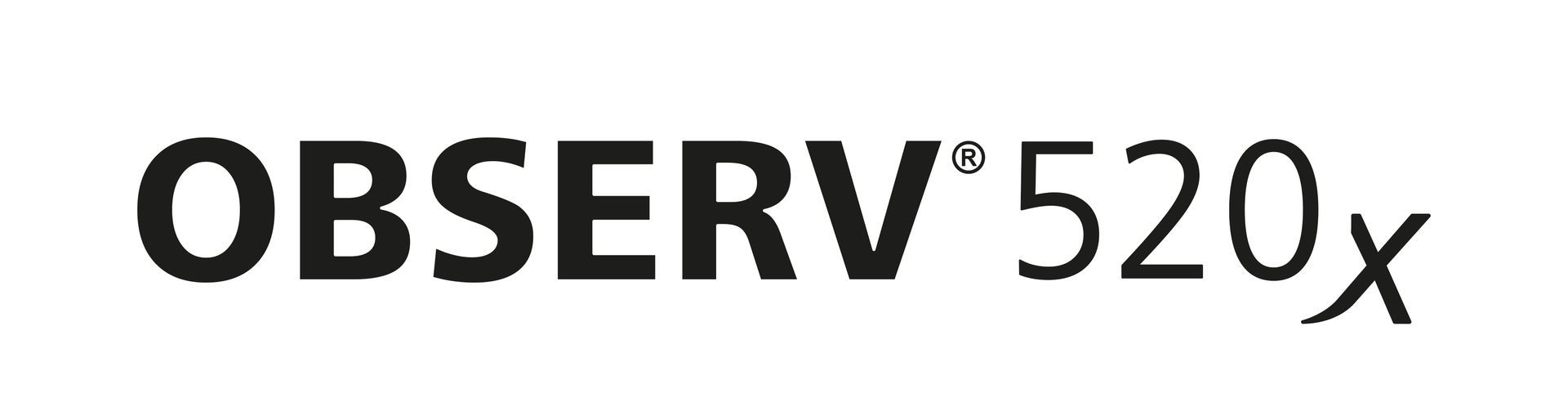 Ein schwarz-weißes Logo für Observ 520x auf weißem Hintergrund