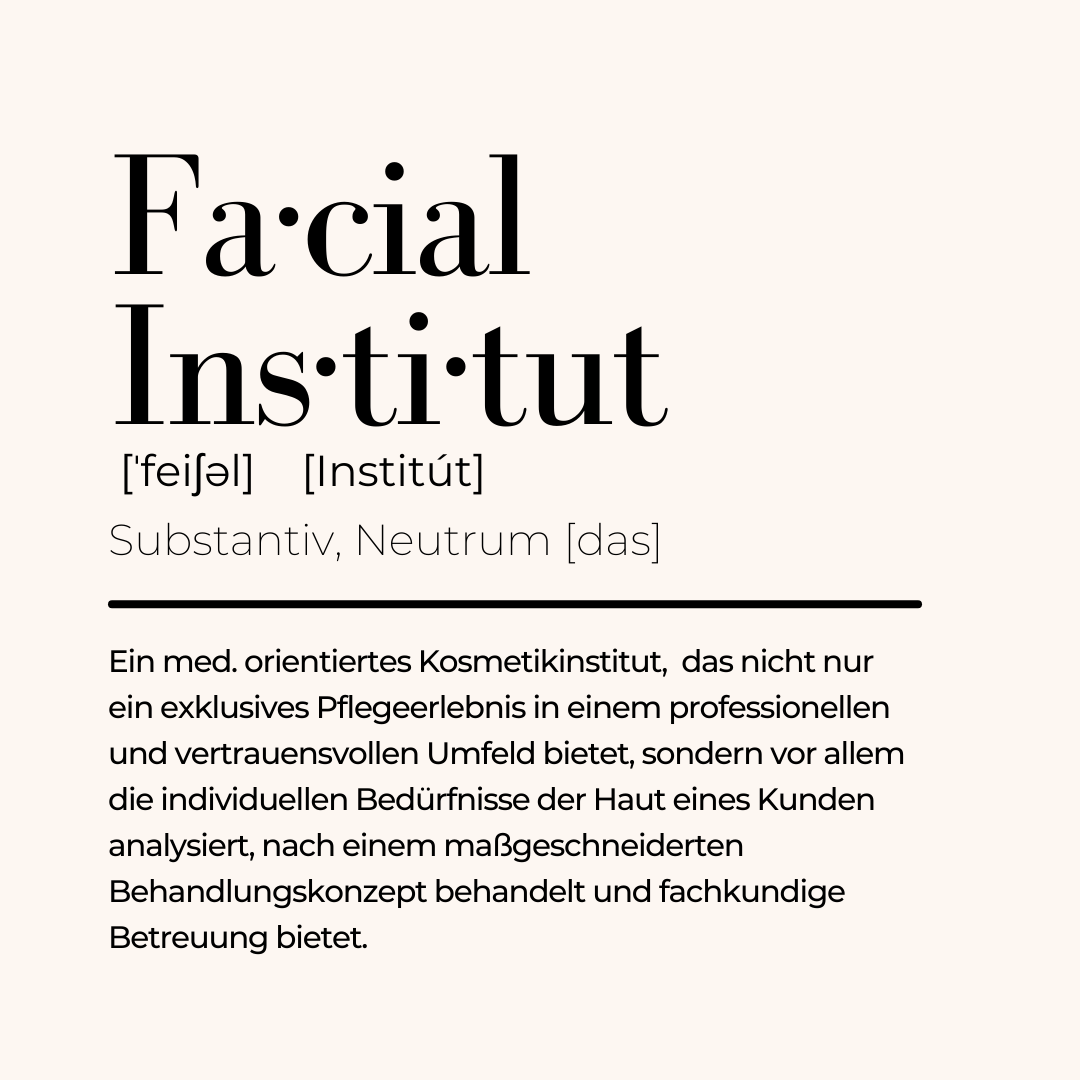 Das Wort „Gesichtsbehandlung“ steht auf weißem Hintergrund.