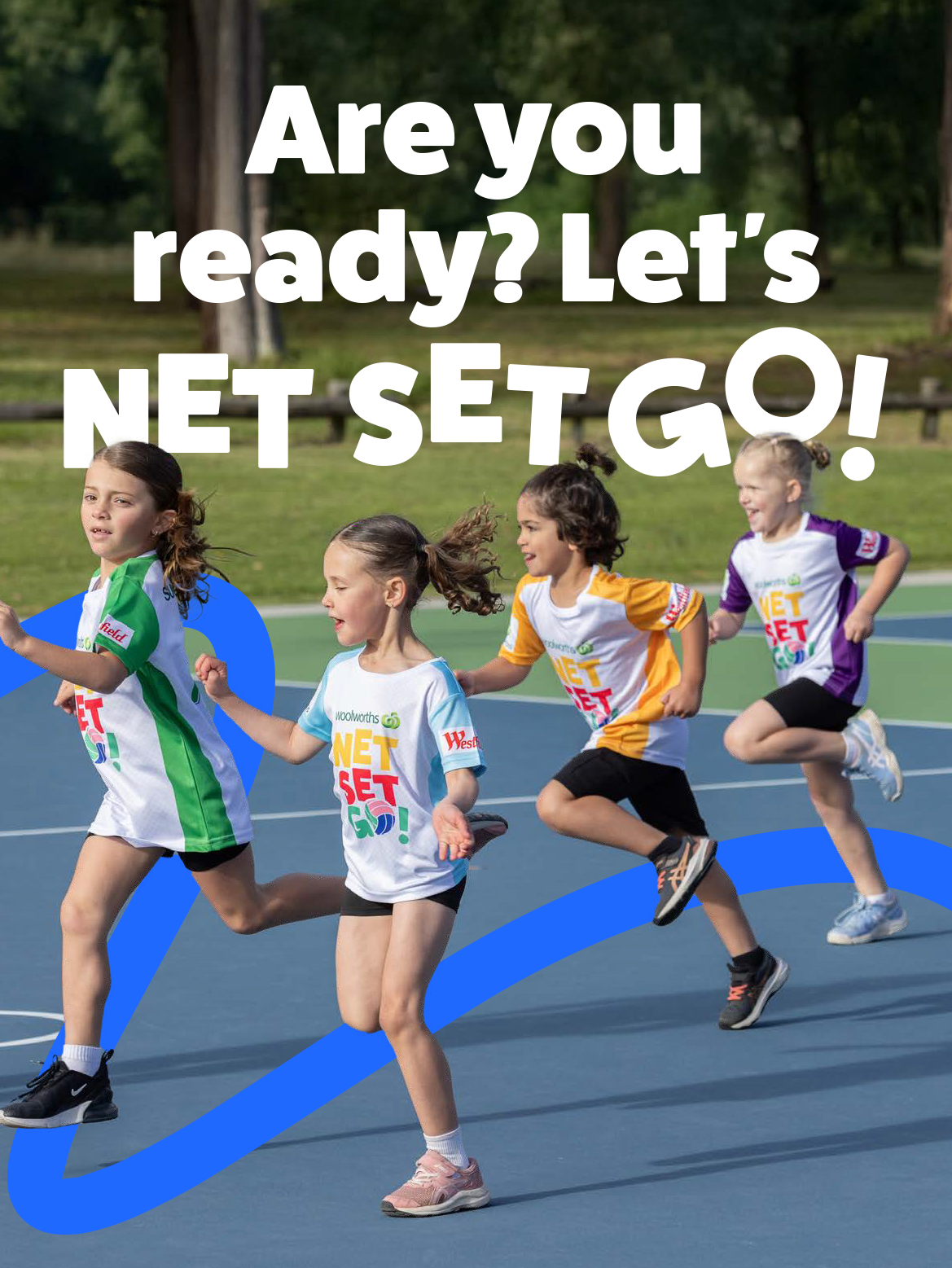 Runners on a track with text saying “Are you ready? Let’s NET SET GO!”