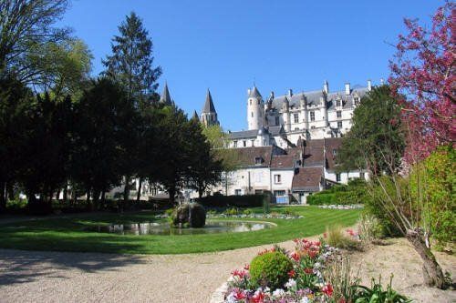 Loches chateau viewed from the public gardens