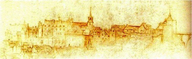 Leonardo de Vinci drawing of chateau at Amboise