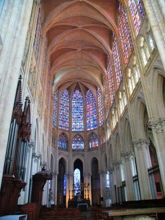 High stained glass windows in Tours Cathedral