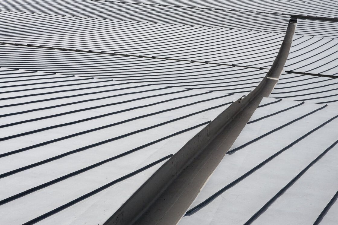 Airplane wing over a patterned surface, contrasting black lines and dots on a white background.