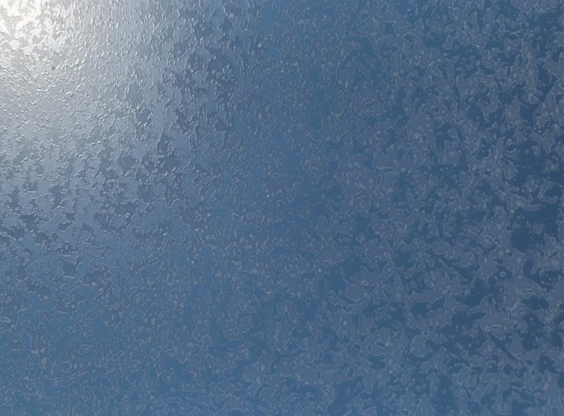 Frosted blue surface with mottled texture, possibly ice or condensation.