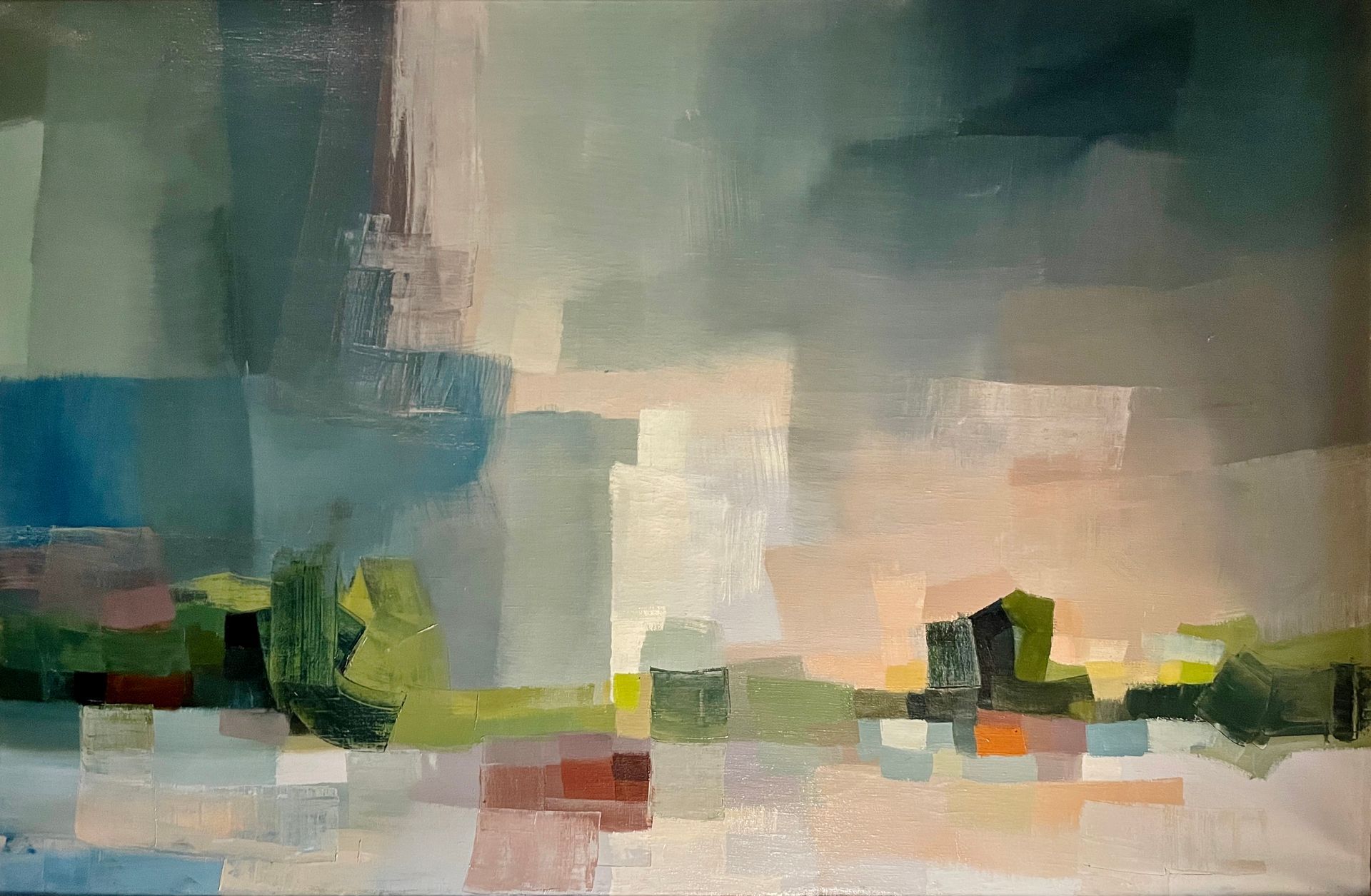 Peinture de Roger Lorin Etang des dombes pour l'exposition d'art 2024 au Prieuré de Chirens en isère