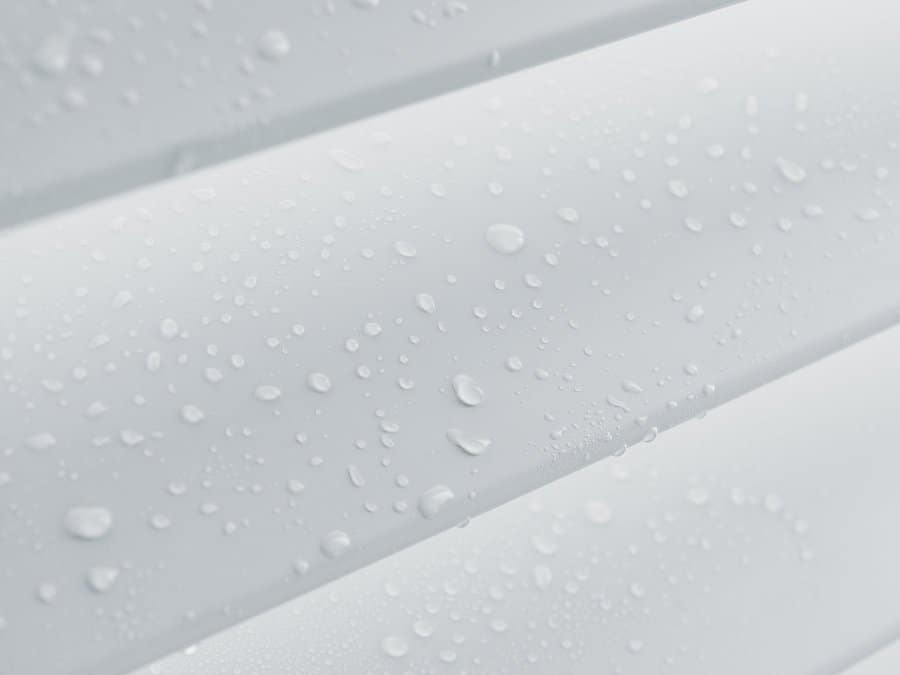 Drops of water on Hunter Douglas Palm Beach Shutters