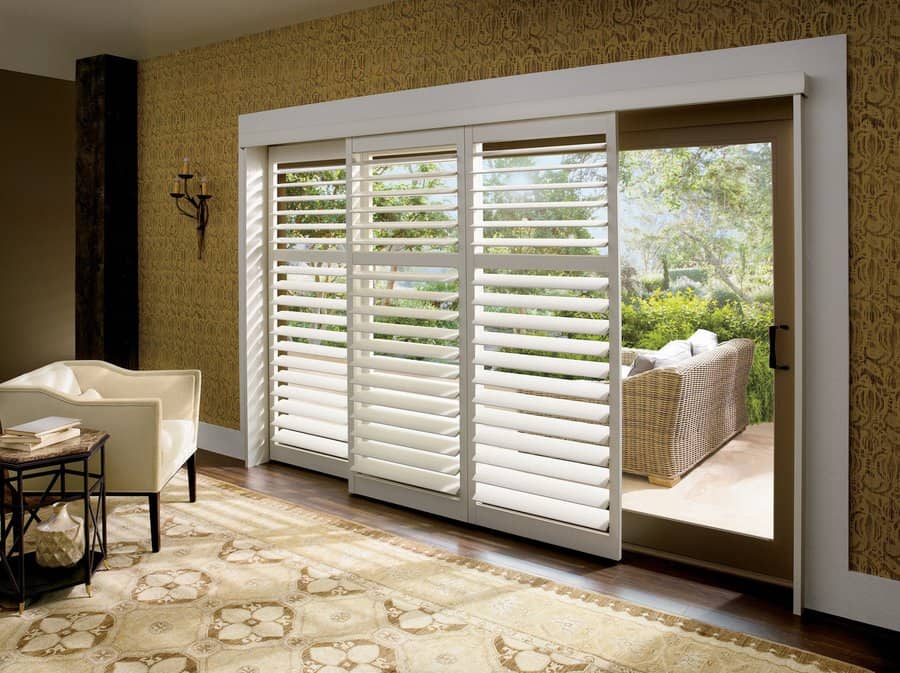 Sliding glass door with HD Palm Beach Shutters