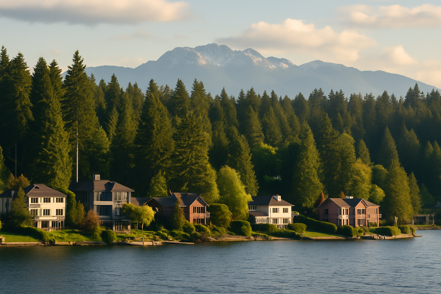 Lakefront homes with the best window treatments, surrounded by evergreen forests and mountain views 